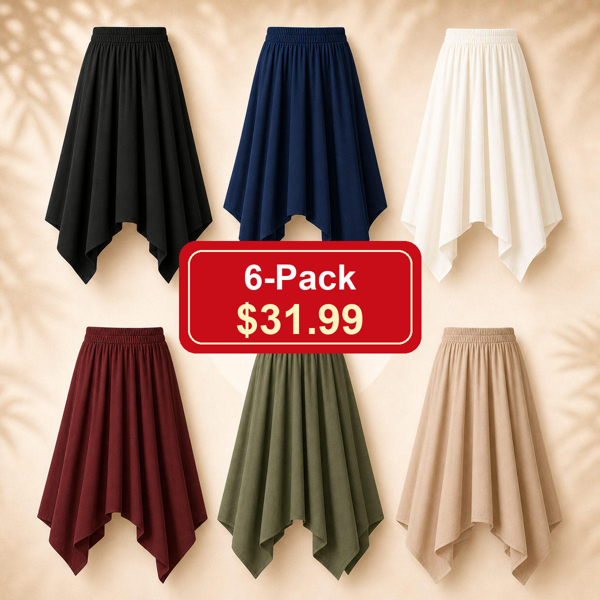 Women's Flowy Handkerchief Hemline Midi Skirts