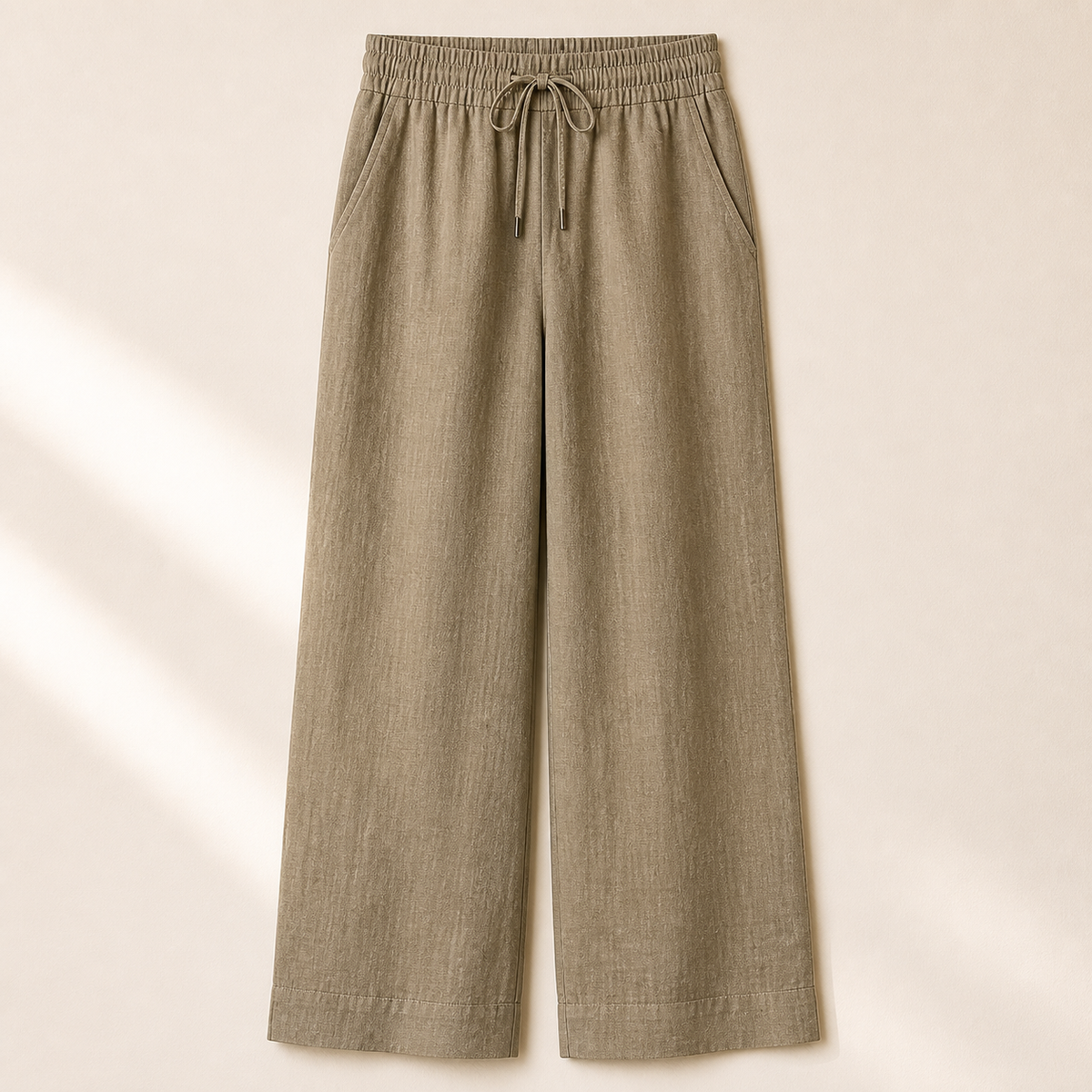 Women's Linen Drawstring Wide-Leg Pants