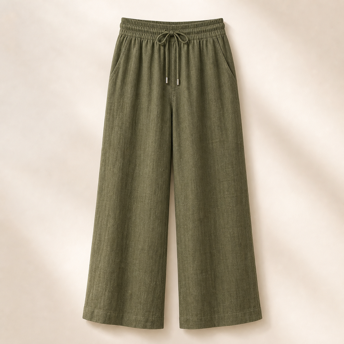 Women's Linen Drawstring Wide-Leg Pants