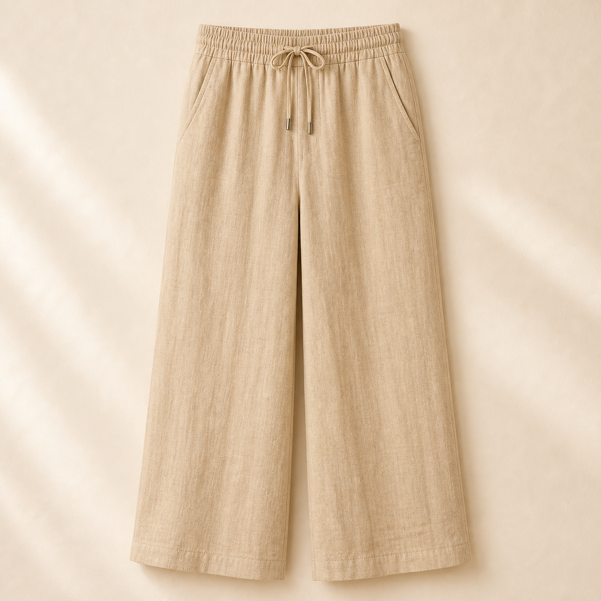 Women's Linen Drawstring Wide-Leg Pants
