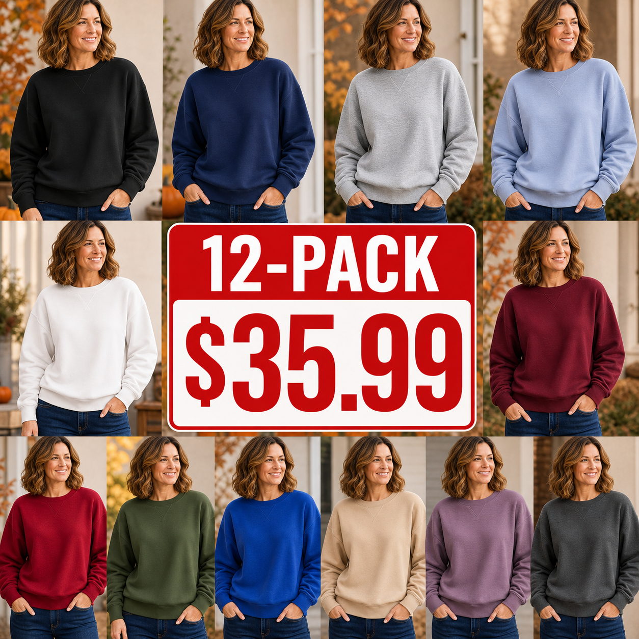 Women's V-Notch Crewneck Fleece Sweatshirts