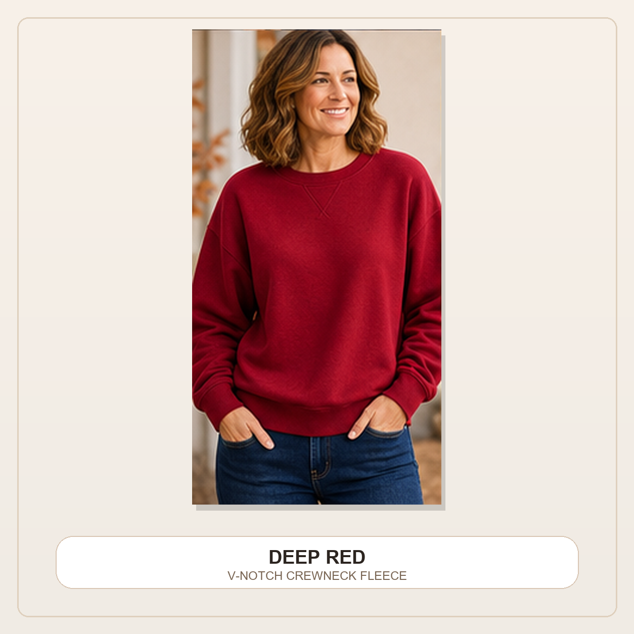 Women's V-Notch Crewneck Fleece Sweatshirts