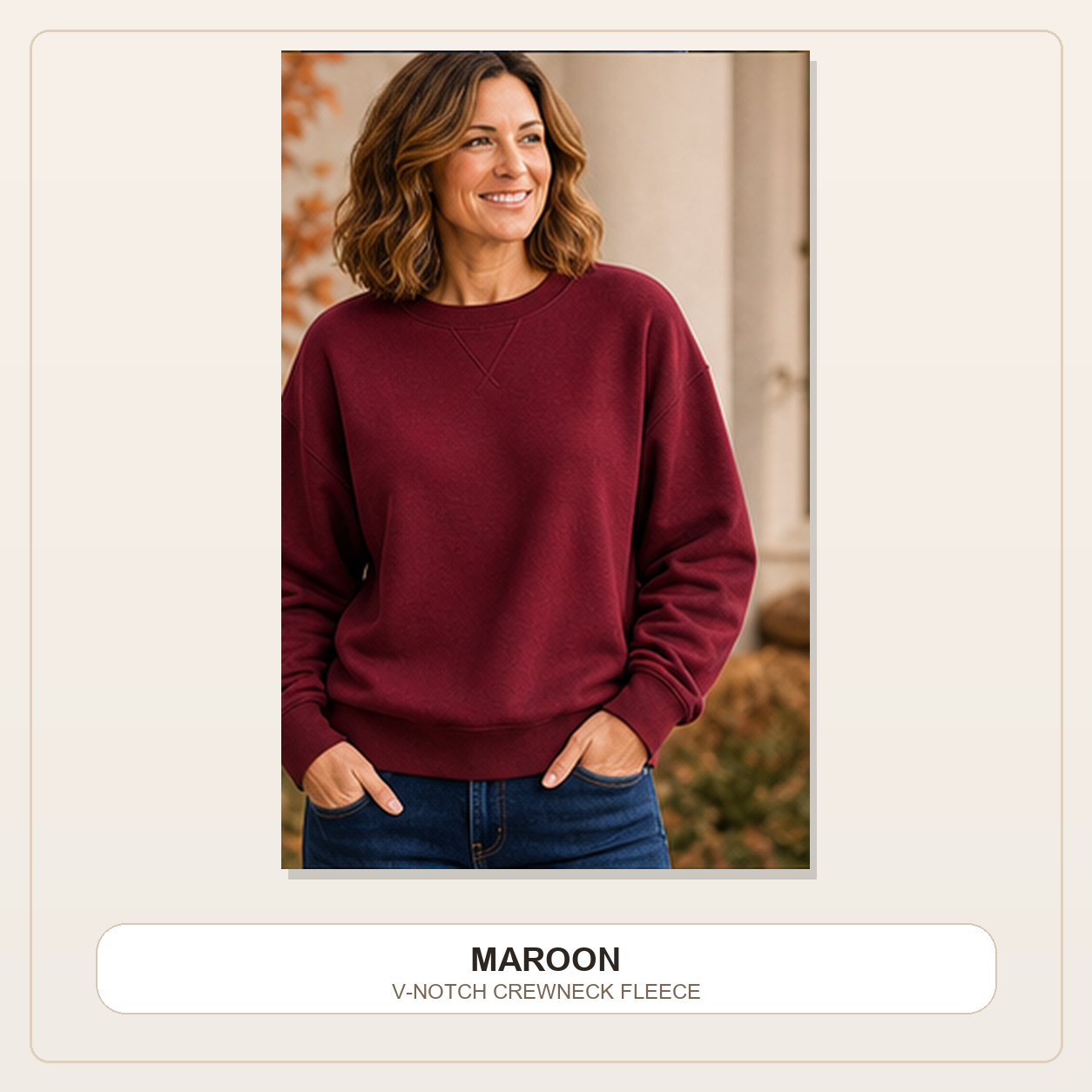 Women's V-Notch Crewneck Fleece Sweatshirts
