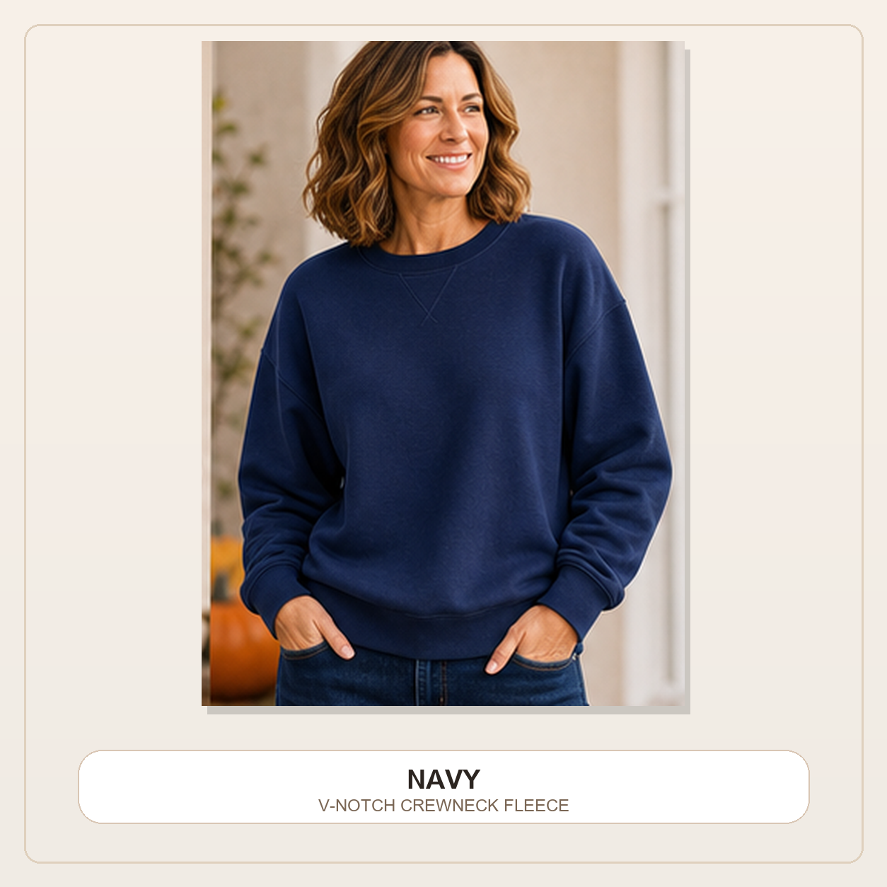 Women's V-Notch Crewneck Fleece Sweatshirts
