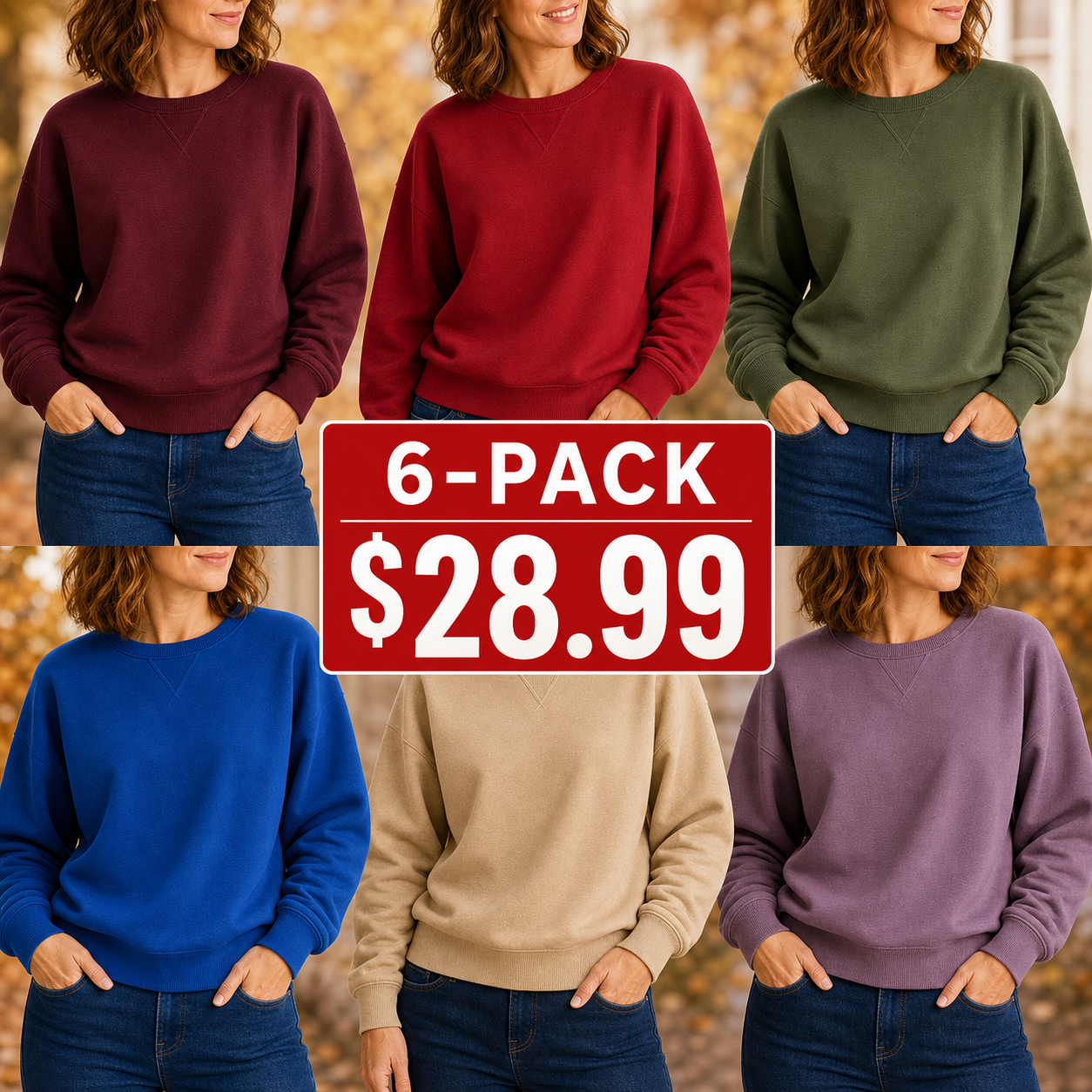 Women's V-Notch Crewneck Fleece Sweatshirts