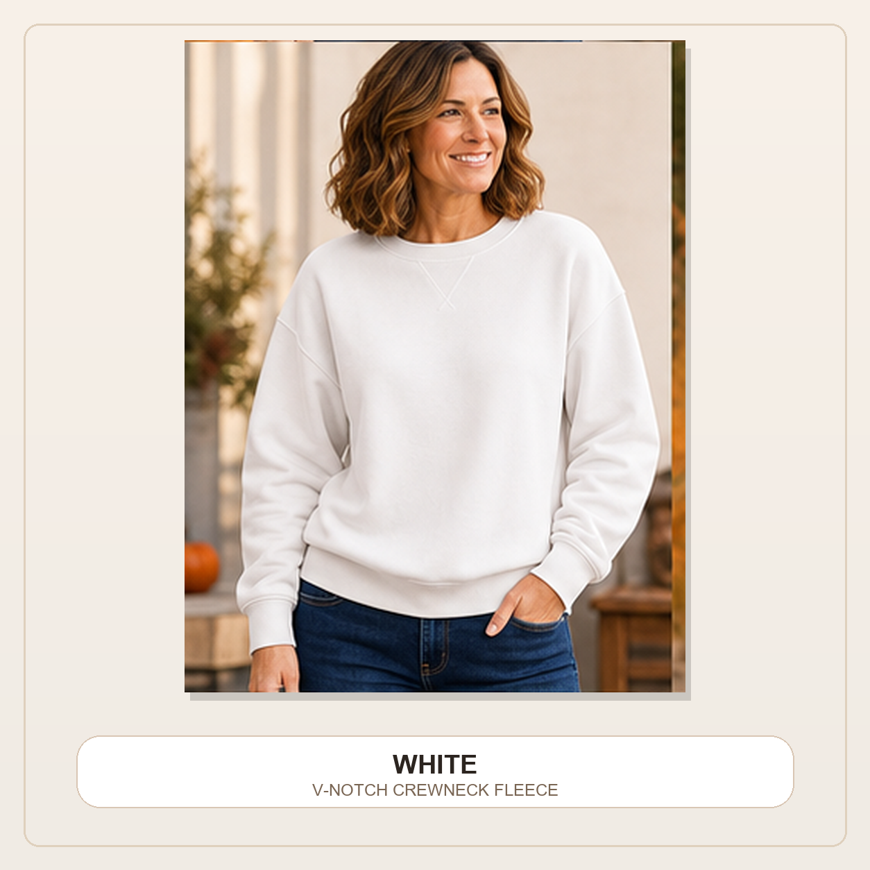 Women's V-Notch Crewneck Fleece Sweatshirts