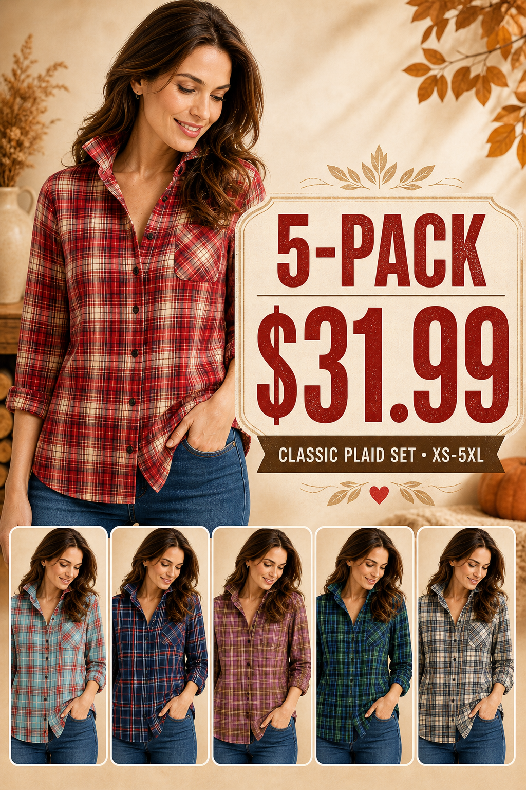 Women's Relaxed Plaid Flannel Button-Down Shirts