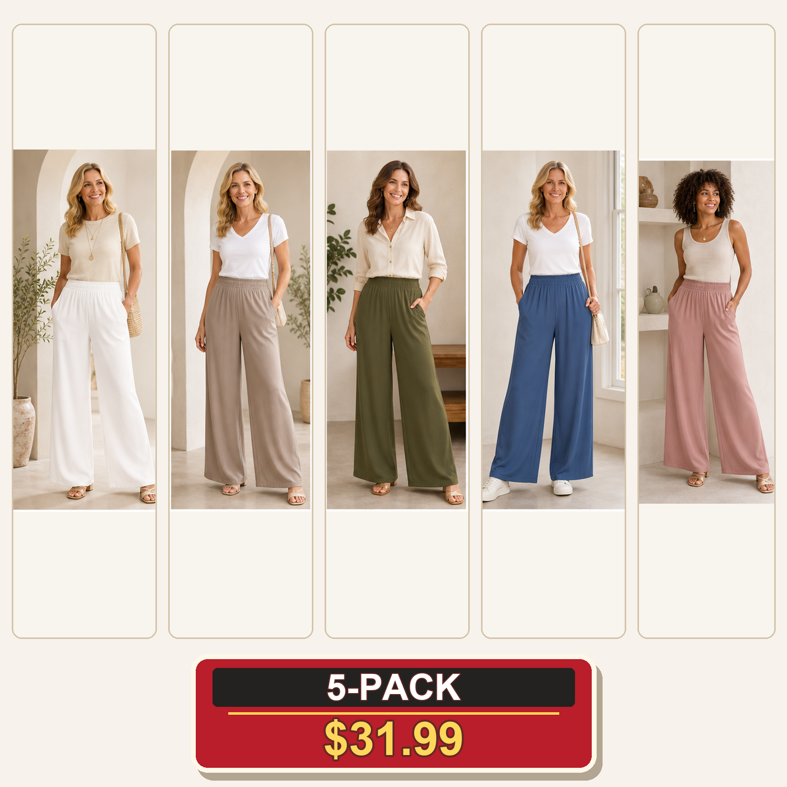 Easy-Drape Pocket Palazzo Pants for Women