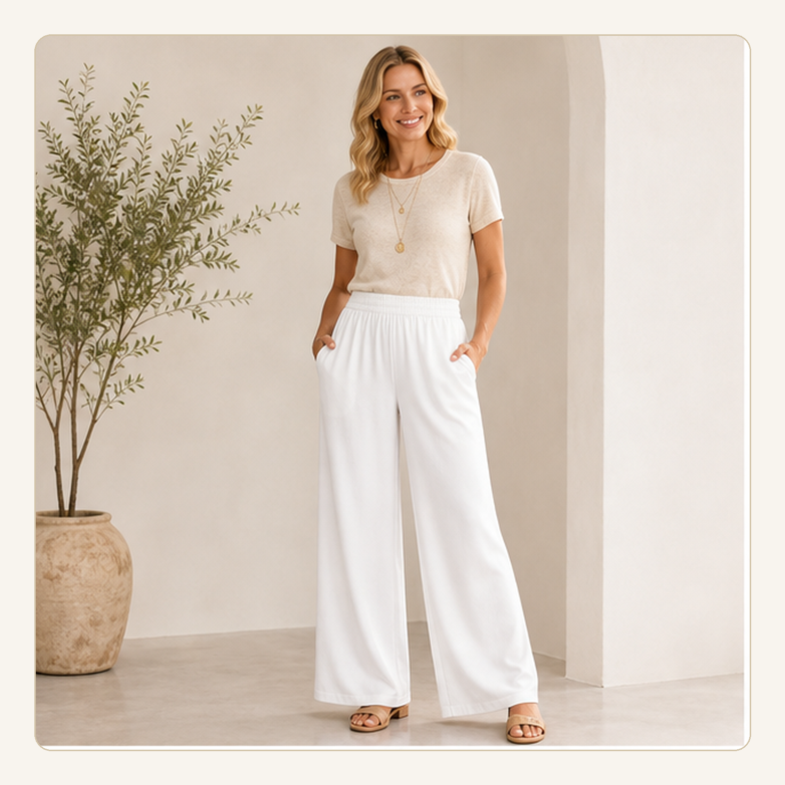Easy-Drape Pocket Palazzo Pants for Women