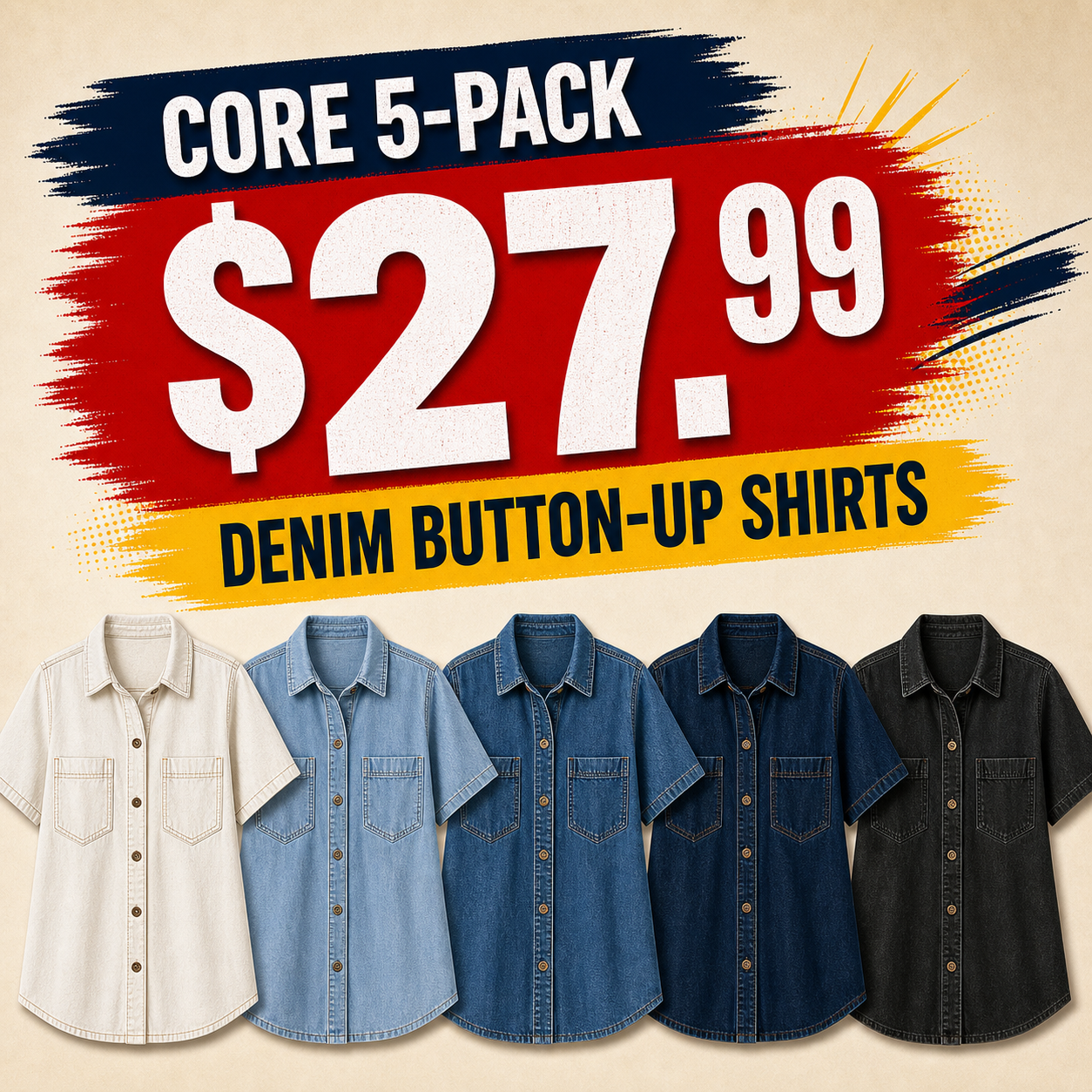 Women's Relaxed Short Sleeve Denim Shirts