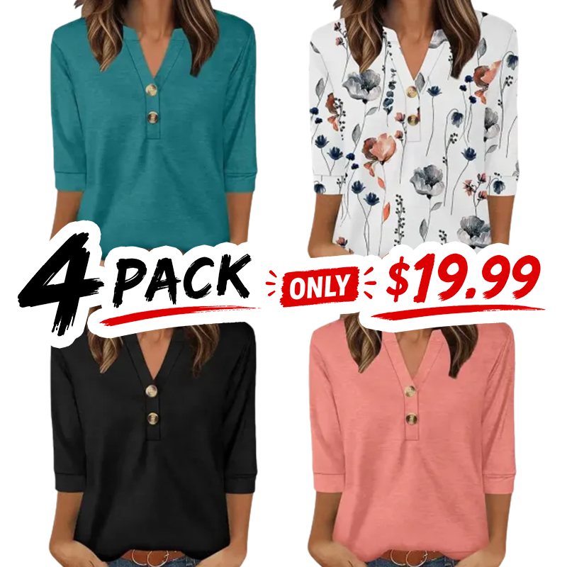 3/4 Sleeve Tops Summer Outfits for Women Breathable Lightweight Blouses Air Conditioner Friendly Loose Fit Beach Vacation Girls Adjustable