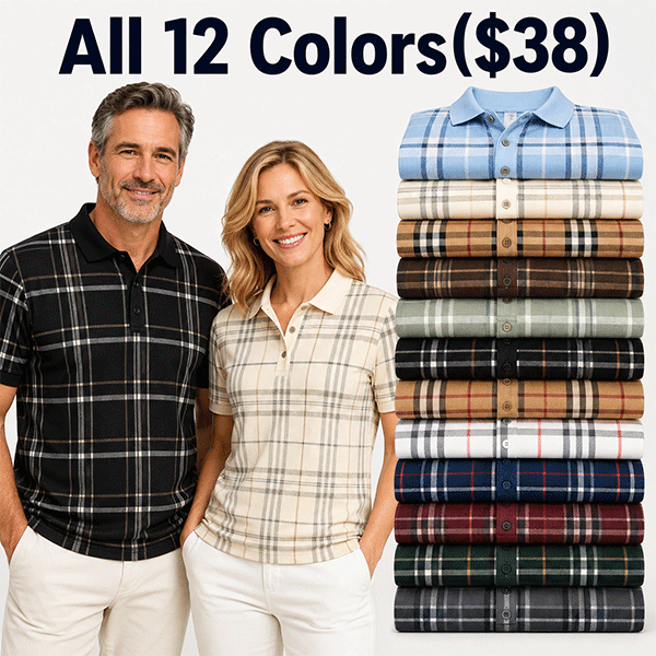 Men's and Women's Plaid Short Sleeve Polo Shirt