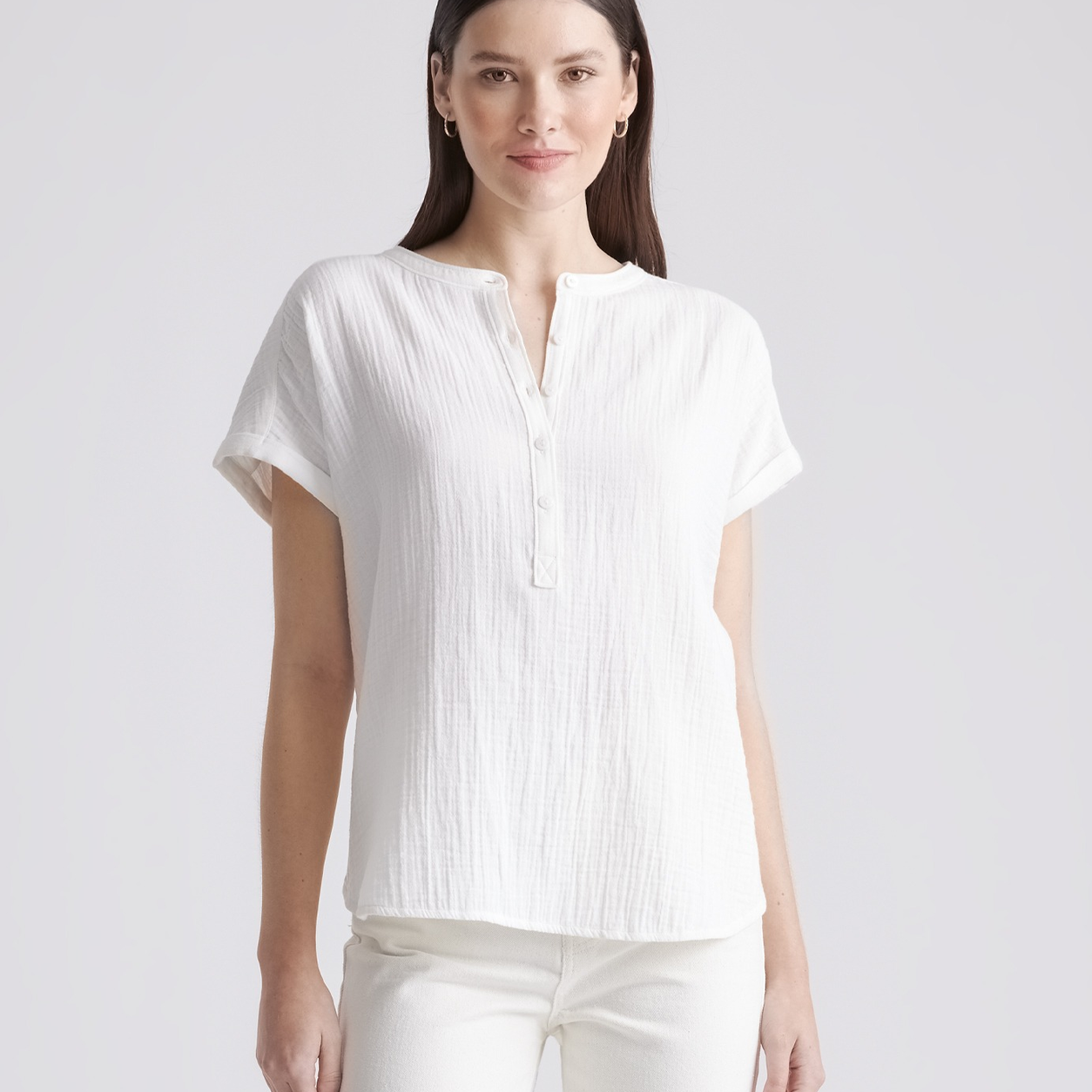 Women0710001 white organic cotton gauze shirt