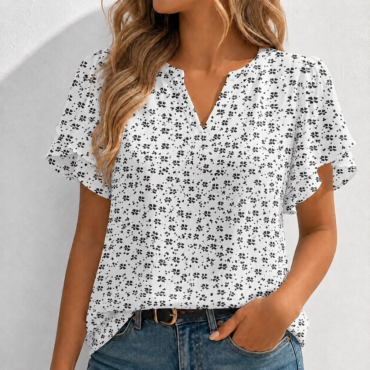 Womens Dressy Casual Shirts Short Sleeve V Neck Work Blouse Business Casual Summer Chiffon Tops