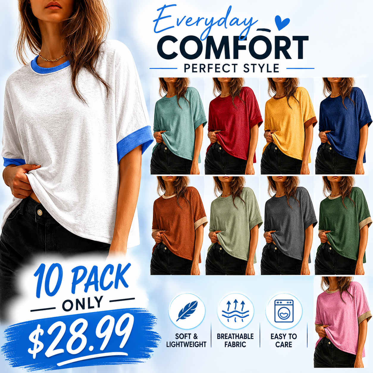 Women's Tops for Women 2026 Loose Oversized Basic Tee Comfortable Soft Fabric Flattering Fit