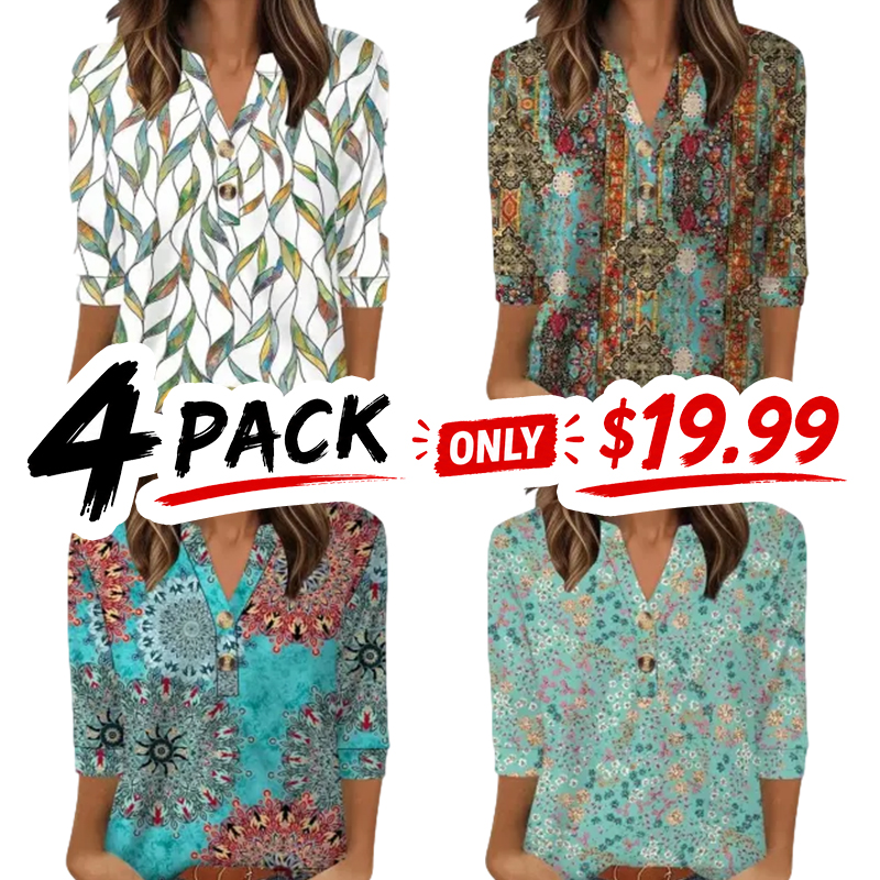 3/4 Sleeve Tops Summer Outfits for Women Breathable Lightweight Blouses Air Conditioner Friendly Loose Fit Beach Vacation Girls Adjustable