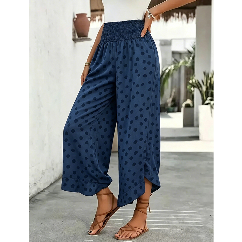 Women's Ditsy Floral Print Wide Leg Pants, Boho Casual Comfy Trousers for Summer, Women's Clothes for Daily Wear