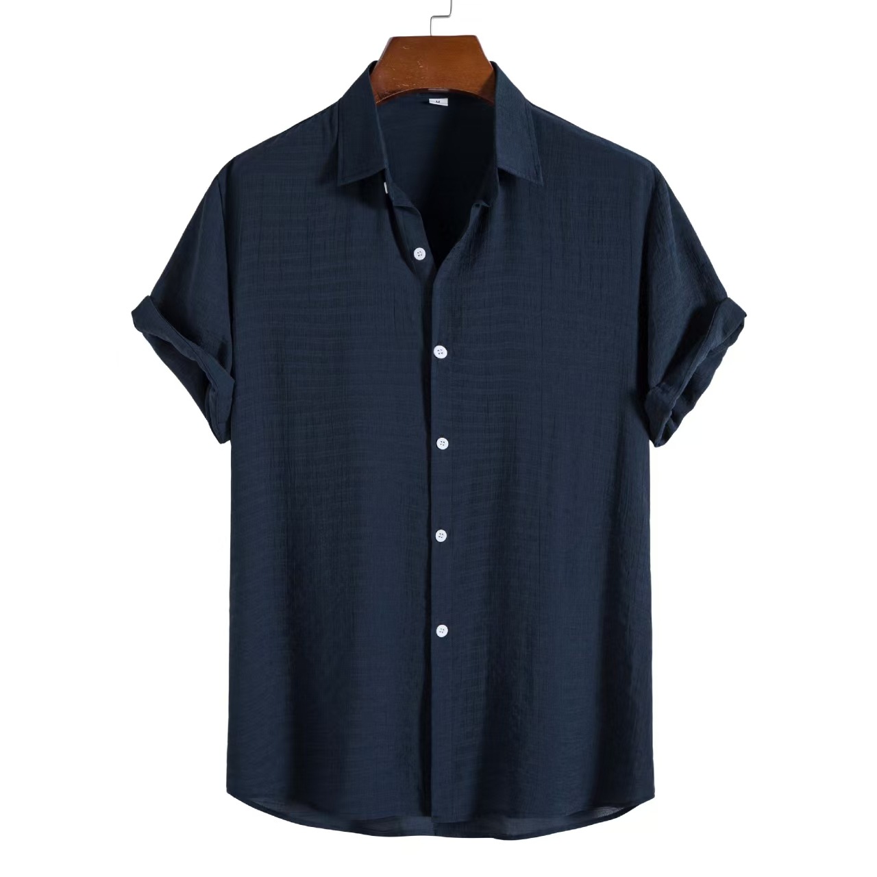 Men’s Linen-Blend Short-Sleeve Button-Down Shirt