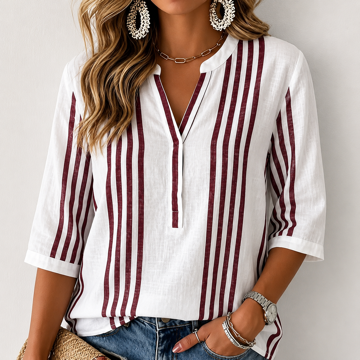 Women'S Casual Cotton Linen Top