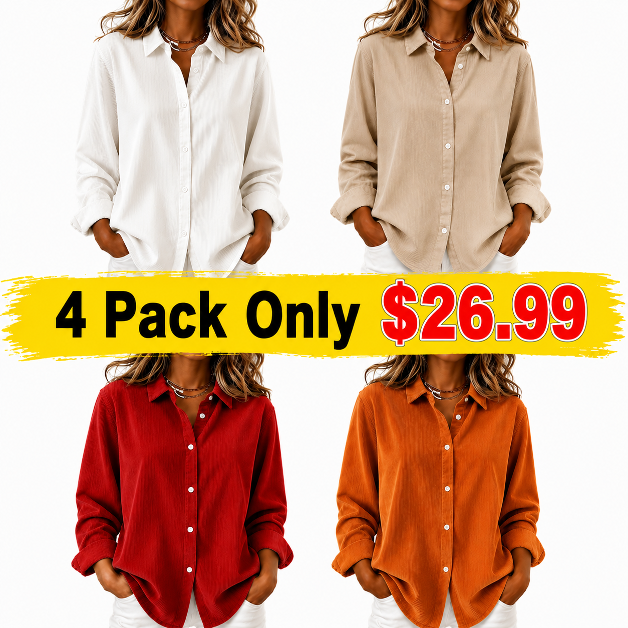 Loose Solid Color Corduroy Button Shirt
