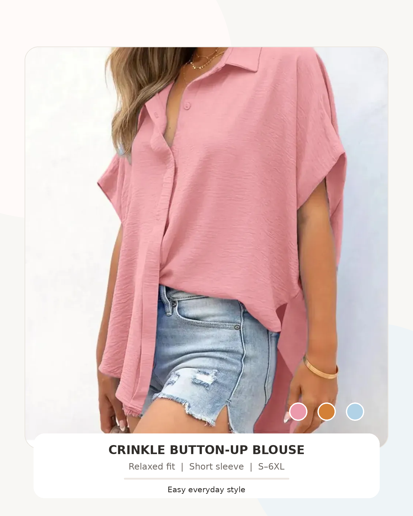 Crinkle button-up blouse hero image