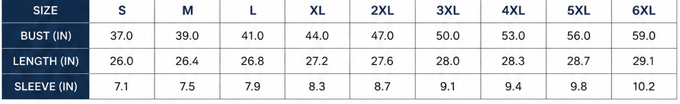 Size Guide: S&ndash;6XL