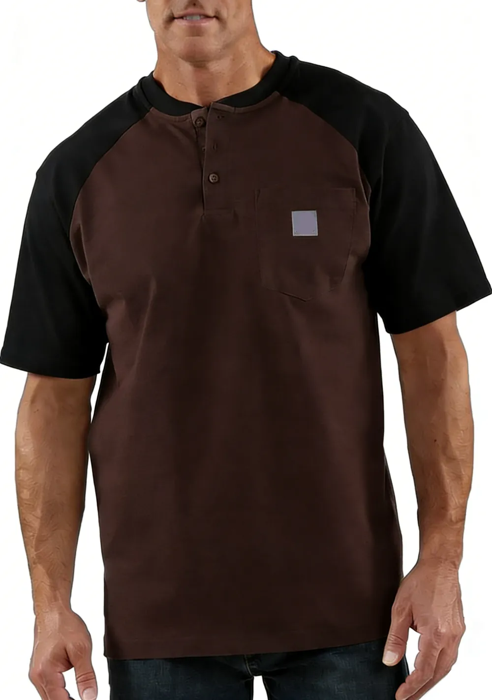 Men's color-blocked short-sleeved shirt