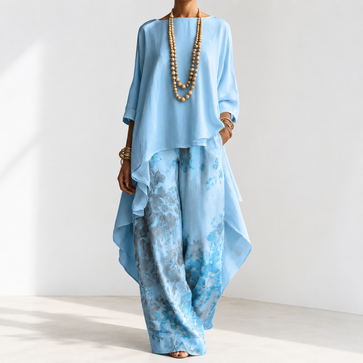 Casual Cotton-Linen Floral Vacation Set