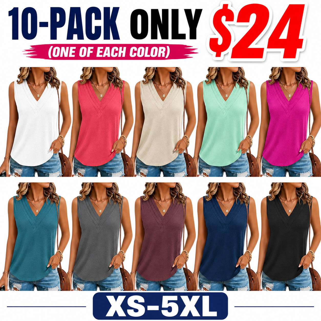 Women V Neck Tank Tops