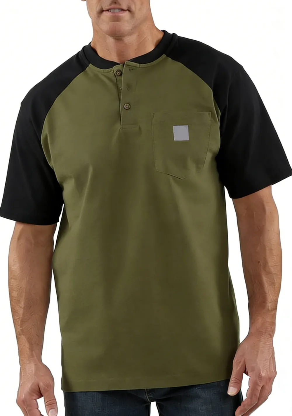 Men's color-blocked short-sleeved shirt