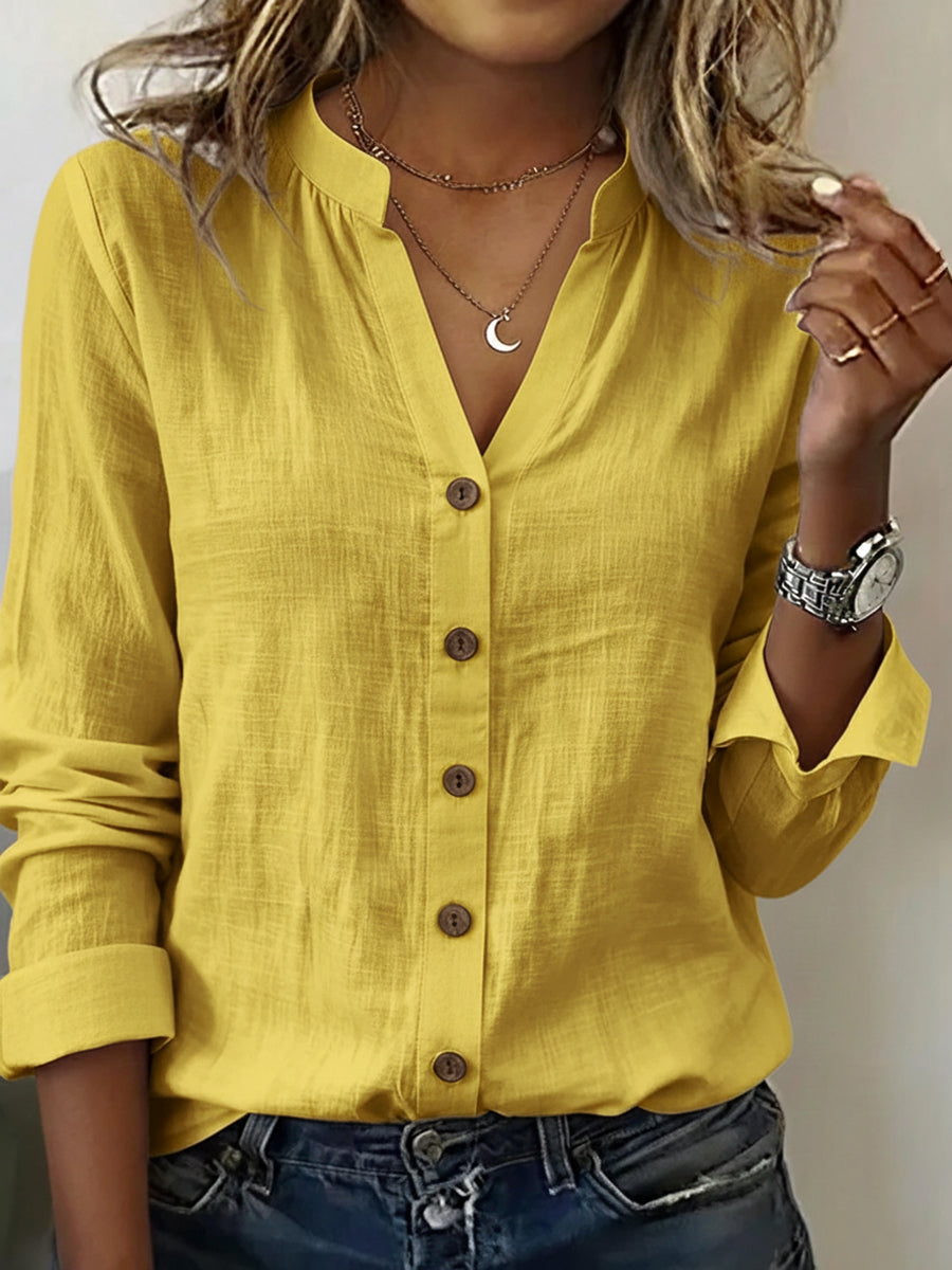 Casual Linen And Cotton Long-sleeved Shirt