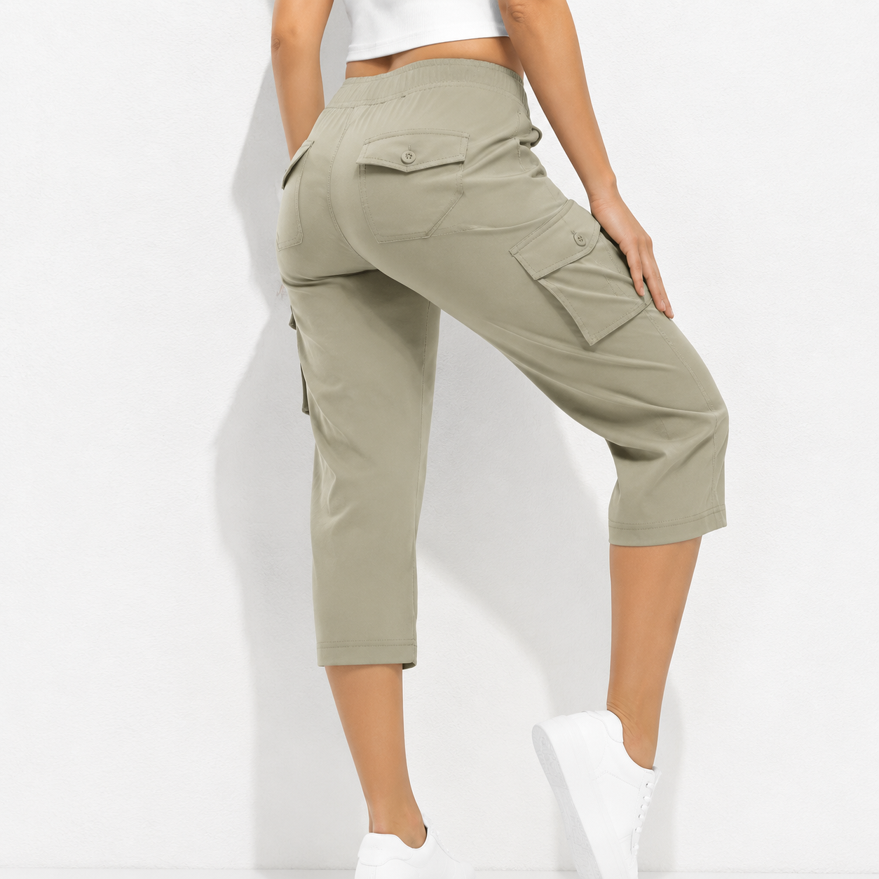 🔥8-Pack Women's Lightweight Cargo Capris – Multi-Pocket Casual Capris (All Colors)