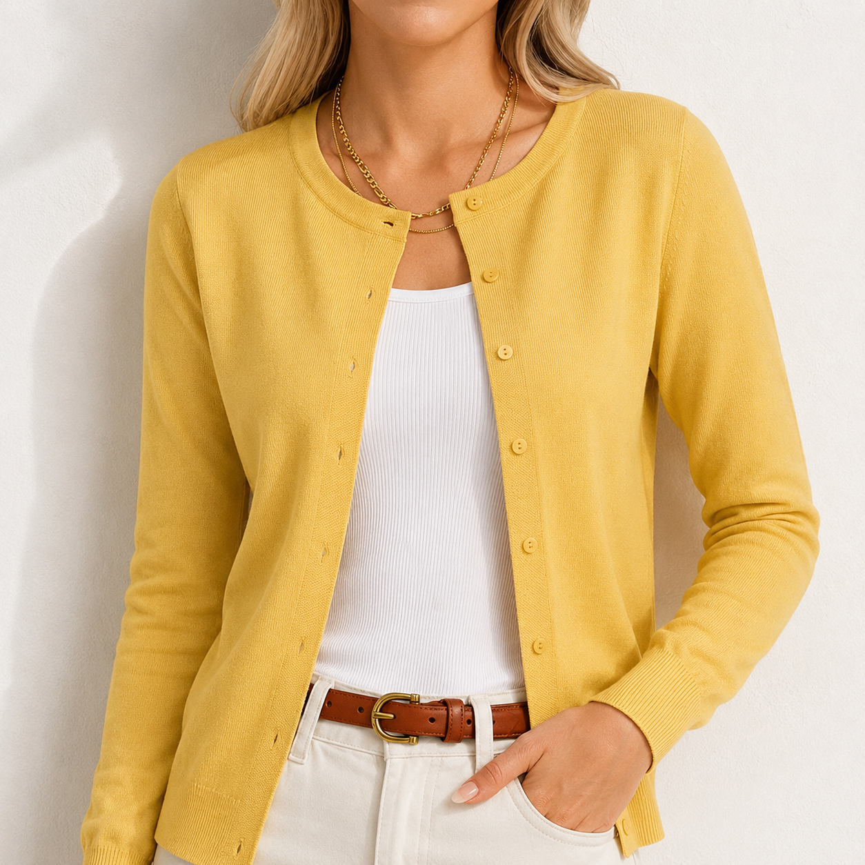 GRACE KARIN Womens Long Sleeve Knit Cardigan Sweaters Casual Dressy Open Front Button Down Cardigans Summer Outfits