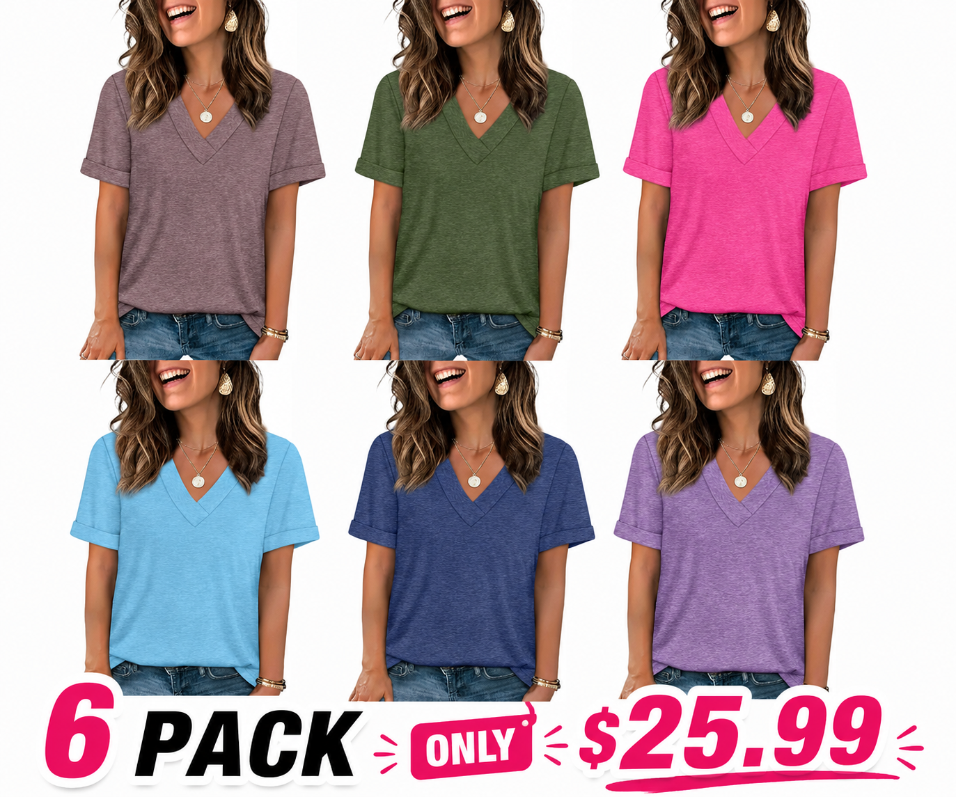 WIHOLL Womens Summer Tops Short Sleeve Basic Casual V Neck T Shirts Trendy