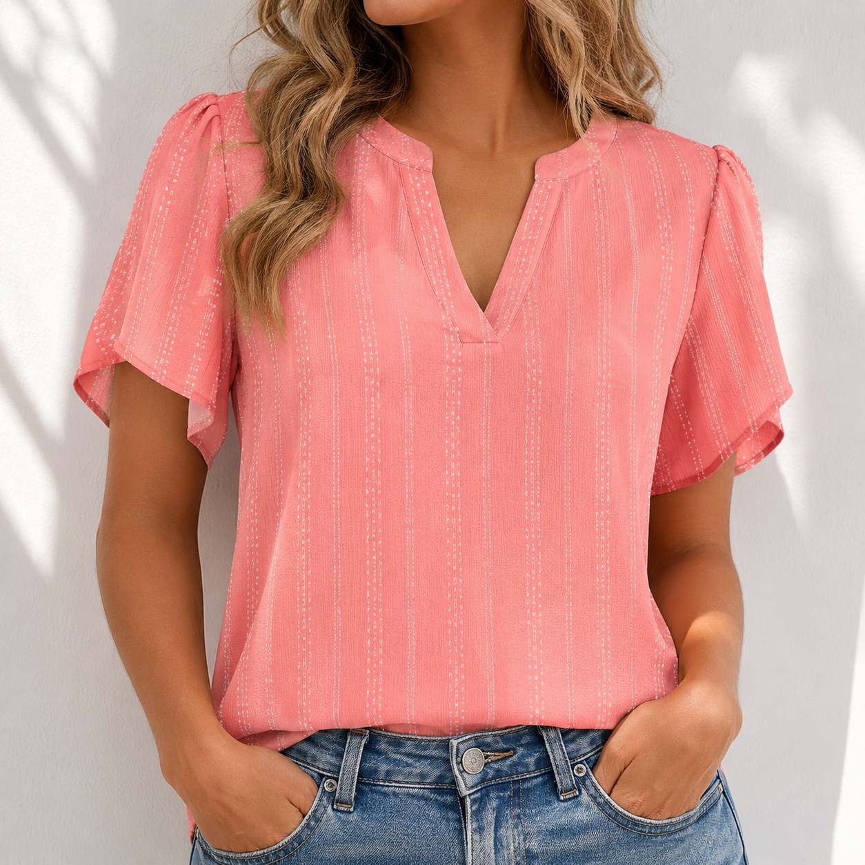 Womens Dressy Casual Shirts Short Sleeve V Neck Work Blouse Business Casual Summer Chiffon Tops