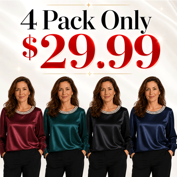 🔥New Arrival🔥Elegant synthetic pearl top with a satin round neckline for women