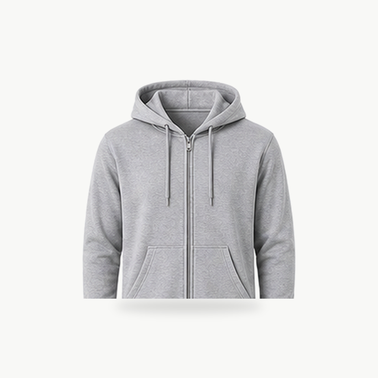 Ash Grey - Men's Lightweight Full-Zip Fleece Hoodie