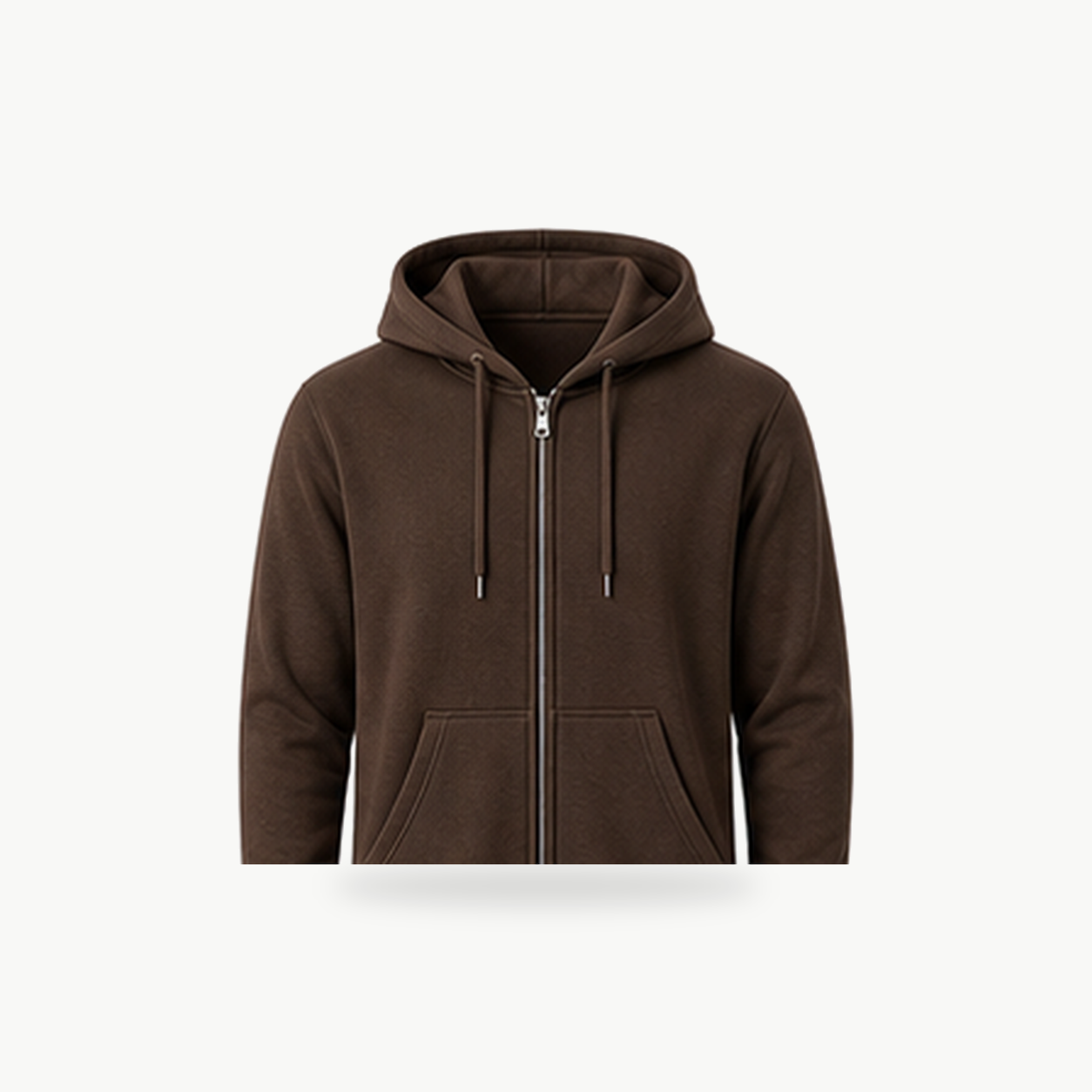 Brown - Men's Lightweight Full-Zip Fleece Hoodie