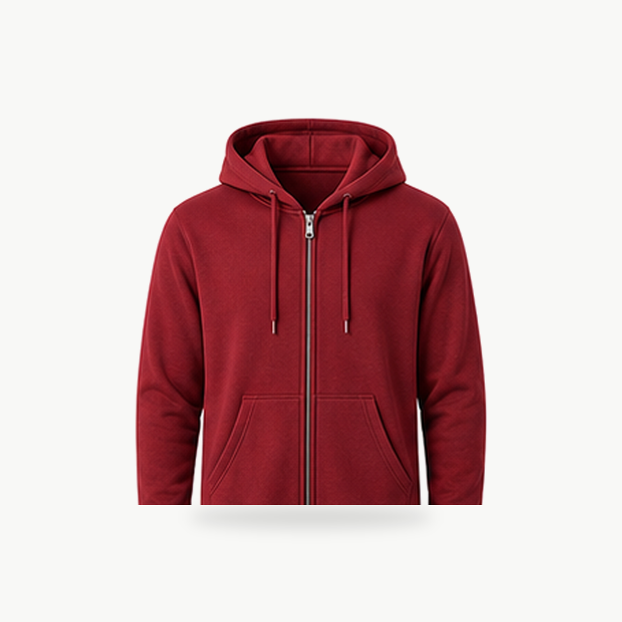 Deep Red - Men's Lightweight Full-Zip Fleece Hoodie
