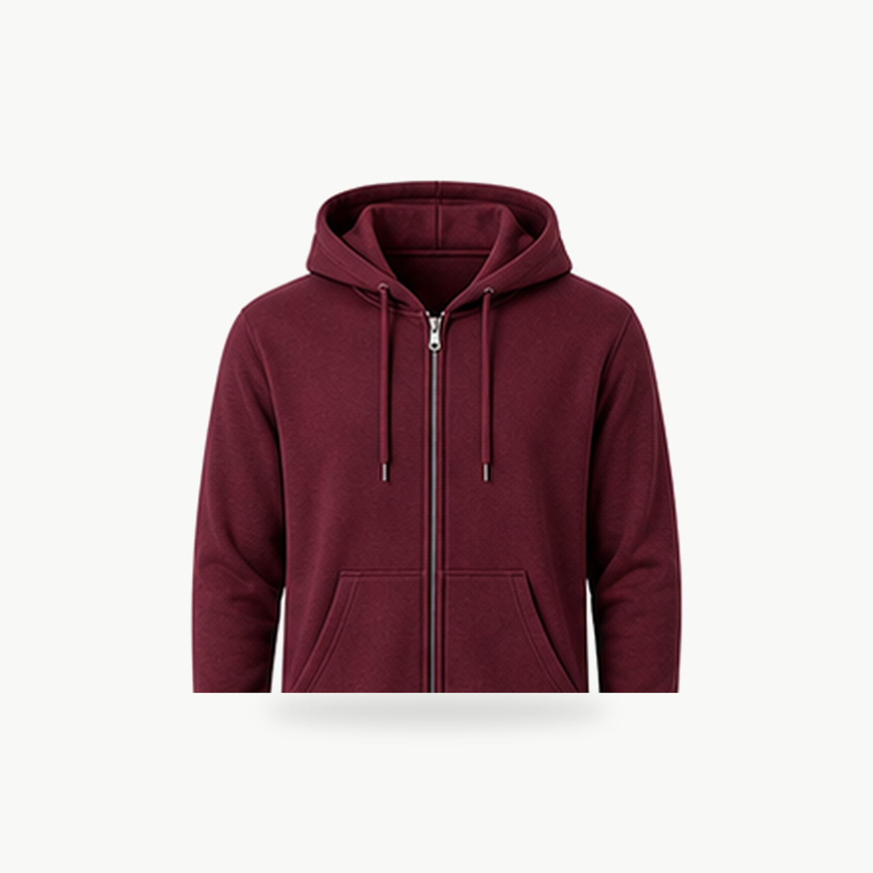 Maroon - Men's Lightweight Full-Zip Fleece Hoodie