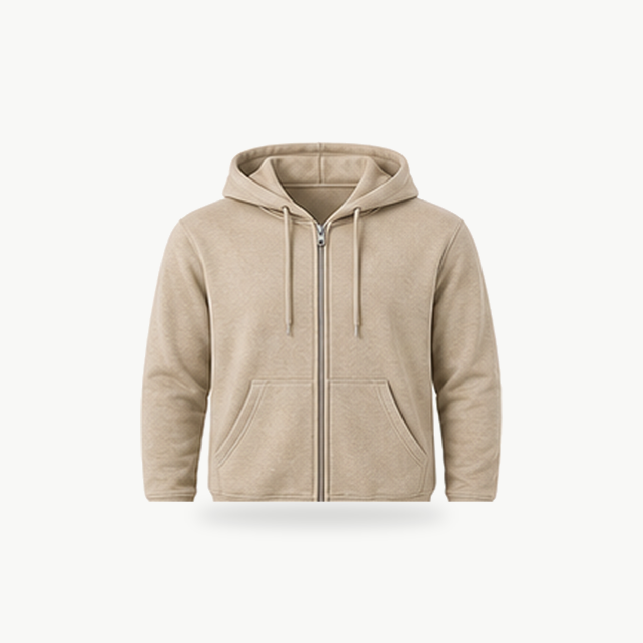 Sand - Men's Lightweight Full-Zip Fleece Hoodie