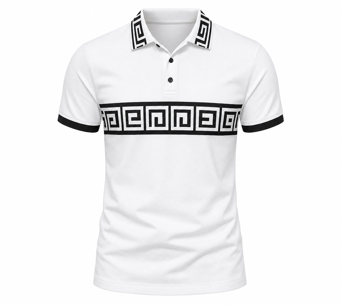 🔥CLEARANCE SALE🔥 Greek Key Contrast Polo Shirt