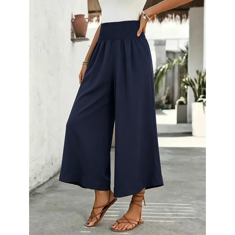 Women's Ditsy Floral Print Wide Leg Pants, Boho Casual Comfy Trousers for Summer, Women's Clothes for Daily Wear