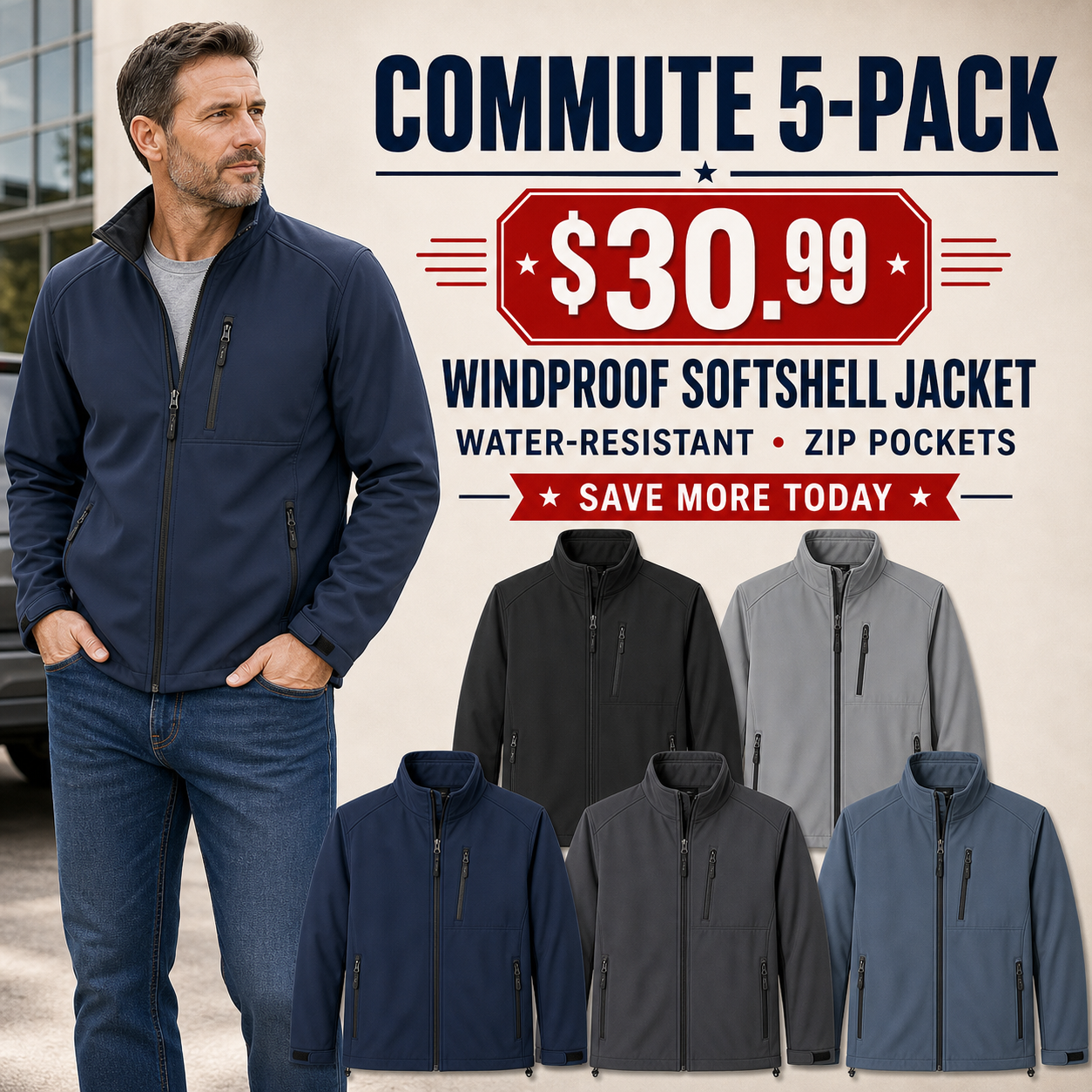 Men's Windproof Water-Resistant Softshell Jacket