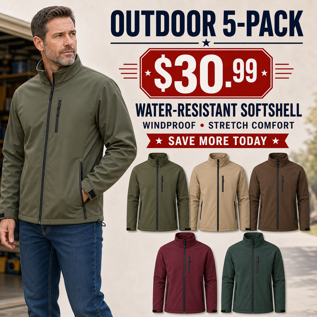 Men's Windproof Water-Resistant Softshell Jacket
