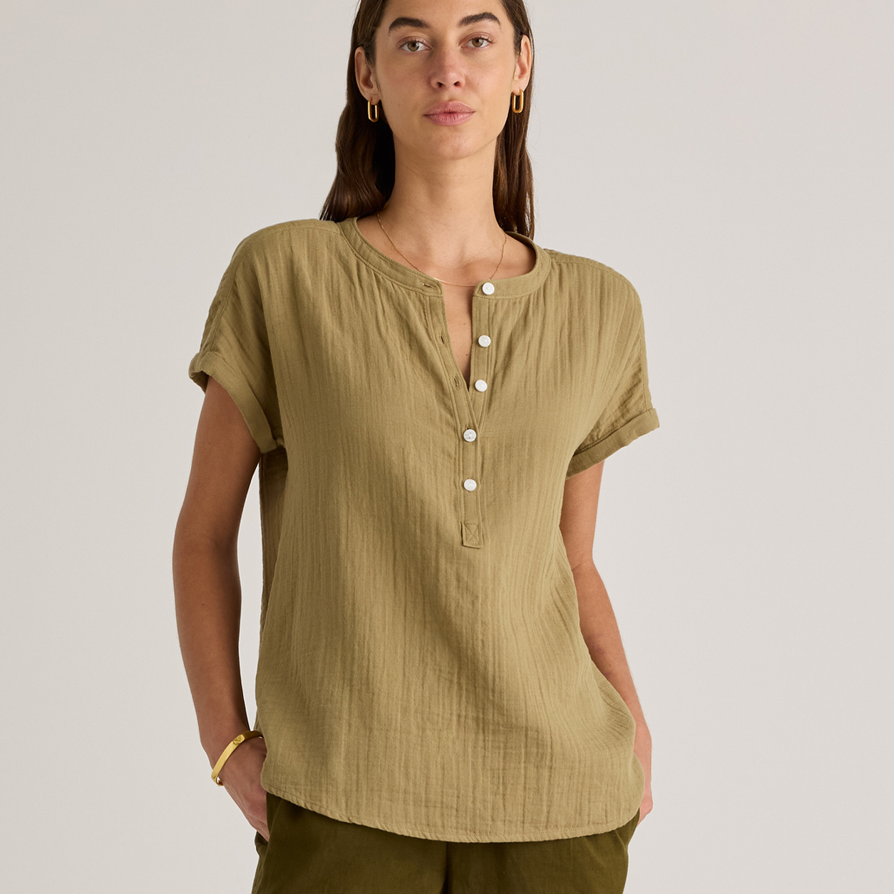 Women0710001 artichoke organic cotton gauze shirt
