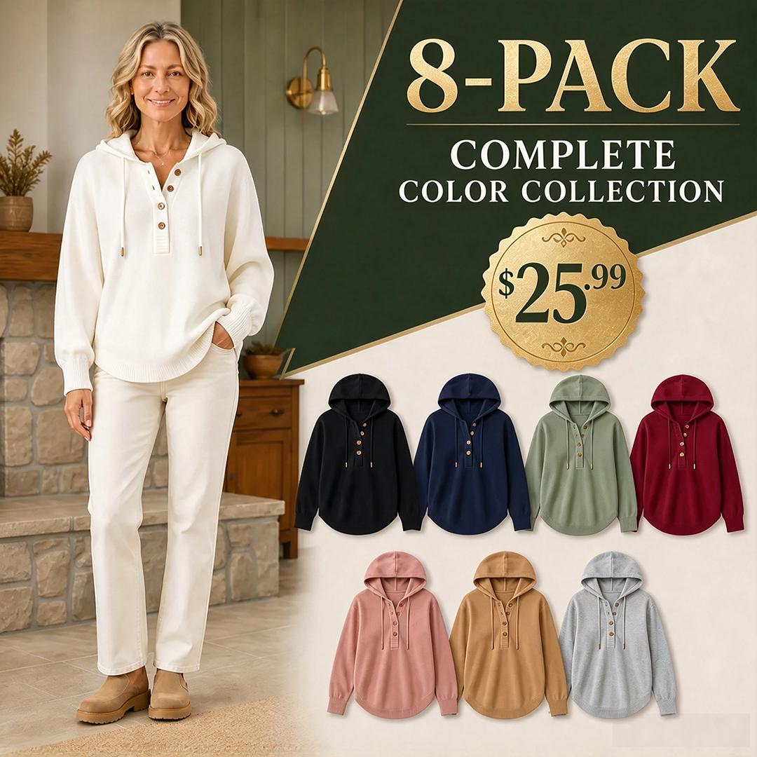 Women's Relaxed Button-Placket Knit Hoodie