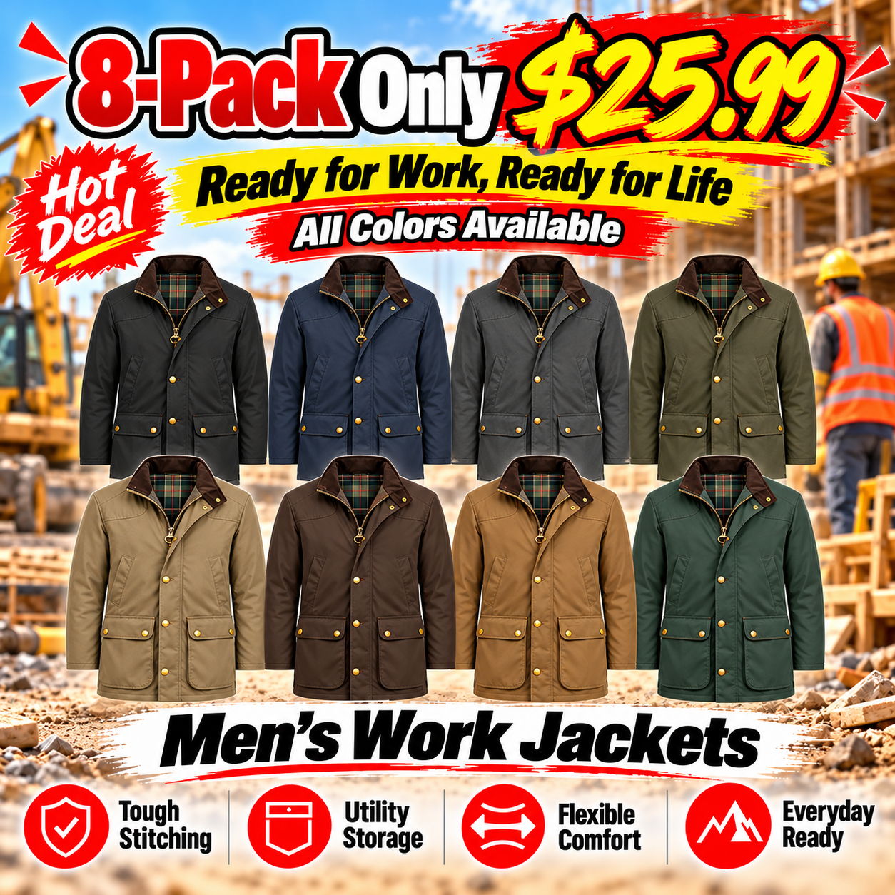 🔥Men's Waxed Cotton Field Jacket - Men's Waterproof Ripstop Jacket