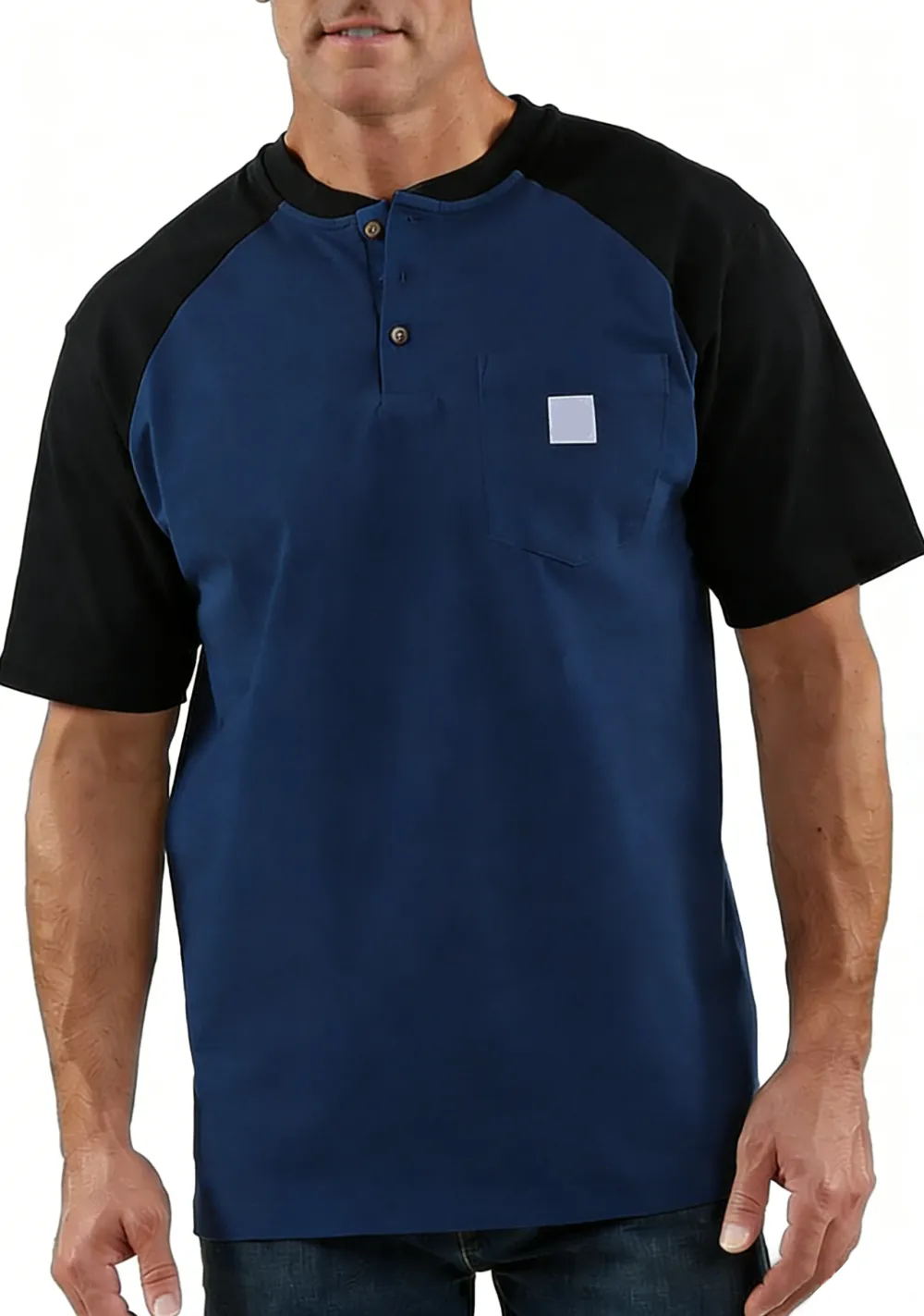 Men's color-blocked short-sleeved shirt