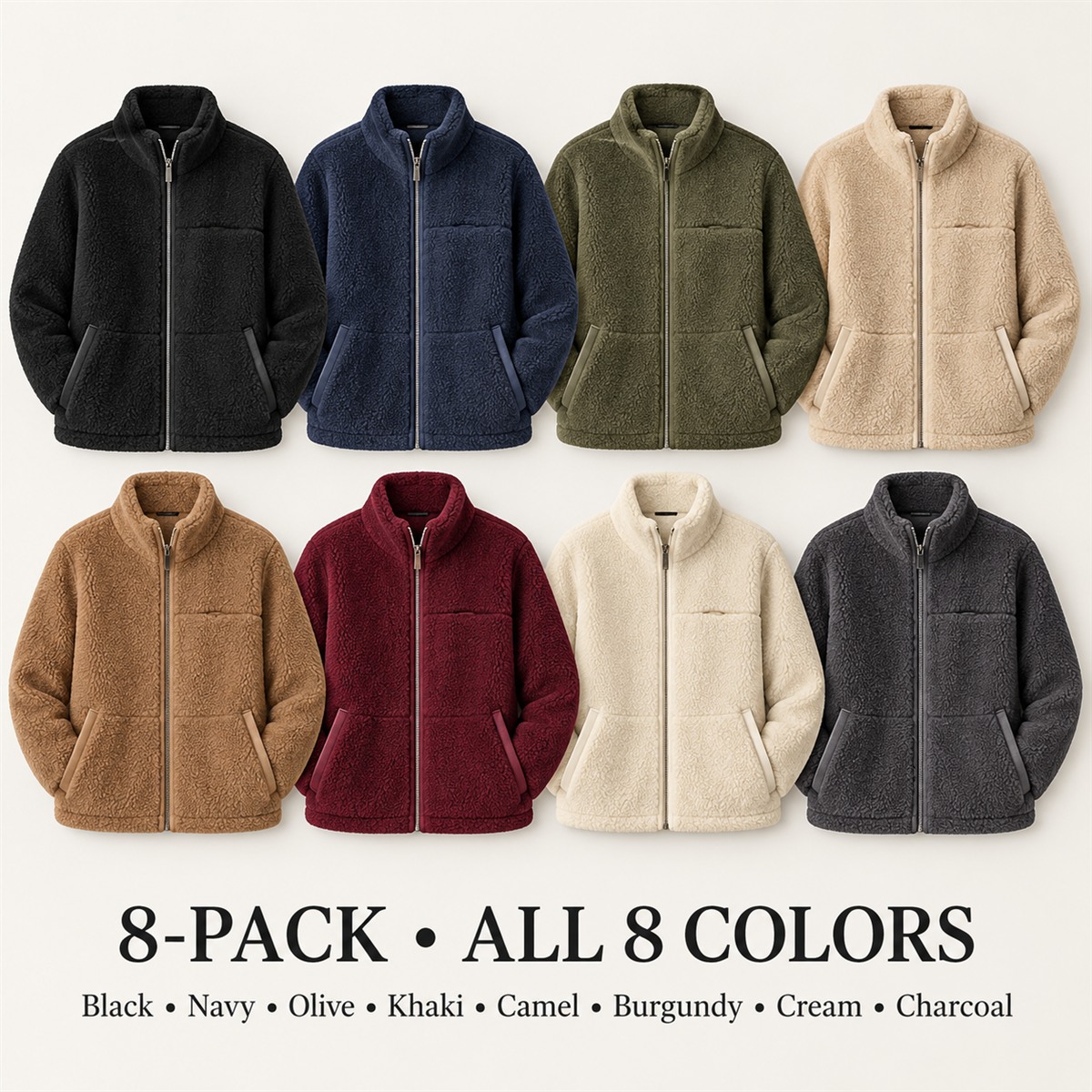 8-Pack - All 8 Colors Women's Sherpa-Look Zip Jacket 8-Packs